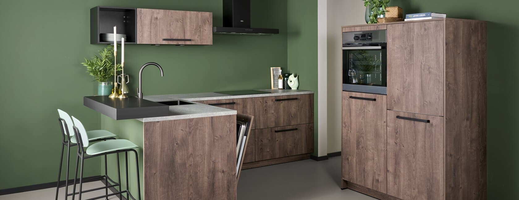 Warme houtstructuur keuken